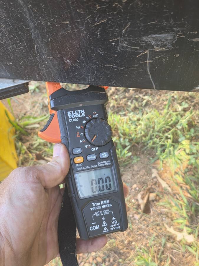 Mountain Valley Mobile RV Solutions - Checking the chassis for stray current with a clamp meter in Upstate SC